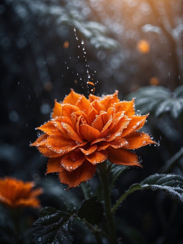 Оранжевый цветок в зимней сказке. - дмитрий мякин