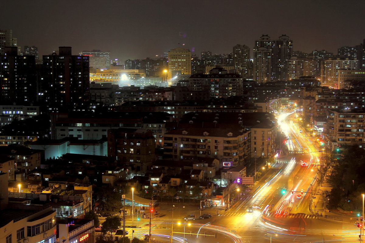 Шанхай ночью. Из окна отеля Mingde - Cергей Павлович