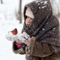 -Ты замёрзла птичка?.. Подышу , согрею !..Песенку споёшь? :: Лариса Захарова