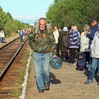 Северодвинск. Дачный посёлок Уйма. Сбор дачников к поезду :: Владимир Шибинский