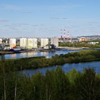 Вид на равнинную часть Н.Новгорода с высокого берега Оки (п. Новинки) :: Андрей Головкин