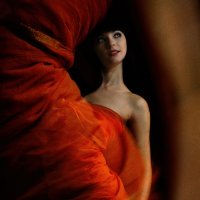 Portrait. Photo theater. Girl and red cloth. :: krivitskiy Кривицкий