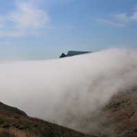 Туман над входом в бухту и крепостью Чембало. :: Елена Голос 