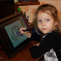 Дед нас учит рисовать на своём планшете. :: Anatol L