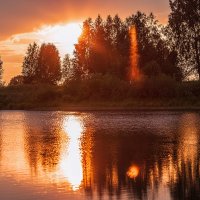 Огненный закат Зелёного озера... :: Владимир Васильев