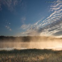 Восход, осенние туманы на озерах. :: Борис Устюжанин