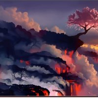 Одинокая сакура и кровавые реки  Земли...(работа выполненная на графическом планшете Huion.) №125. :: Anatol L