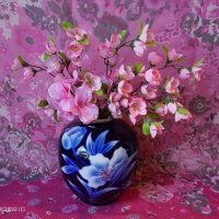 Веточки сакуры в синей вазе :: Nina Yudicheva