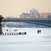 Безрассудные прогулки по льду Невы (Санкт-Петербург) :: Ольга И