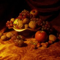 Натюрморт с яблоками и виноградом :: Анна Бойнегри
