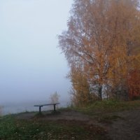 Туман в городе Онега и над рекой :: Шаркова Антонина 