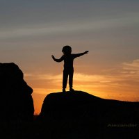 Девочка,  рассказывающая слепому   каменному   гиганту, как    прекрасен солнечный   закат. :: Александр Мелих