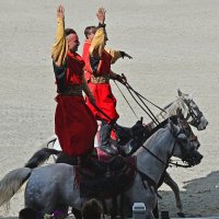 Управление тремя лошадьми, стоя, одной рукой! :: Тамара Бедай 