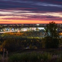 Вид на вечернюю Ухту с горы Ветлосян. :: Николай Зиновьев