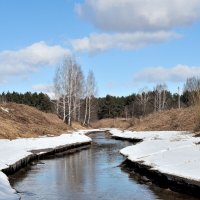 Скромная красота весеннего мартовского пейзажа, речка Прорва возле Ярославля :: Николай Белавин