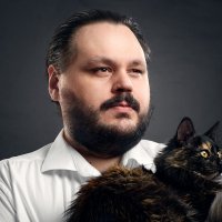 Автопортрет с моейк кошечкой :: Валерий Серёгин