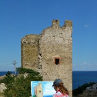 Художница в Генуэзской крепости Феодосии :: Борис Русаков