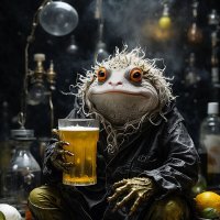 жаба в модной одежде и с пивом: в стиле Тима Бертона :: дмитрий мякин
