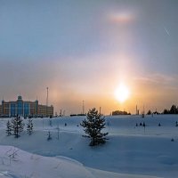 Небольшое гало в Ухте сегодня. Обещают до -40 :: Николай Зиновьев