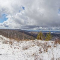 Ильменский хребет. Апрель. Миасс, Машгородок. (панорама) :: Алексей Трухин