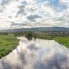 Солнечное утро. Река Миасс, поселок Северные Печи (панорама). :: Алексей Трухин