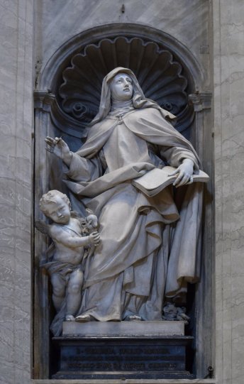 Статуя святой Терезы Авильской, создателя орденской ветви "босоногих кармелиток" (Филиппо Делла Валле, 1754).