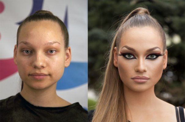 Красивые девушки до макияжа и после - №11