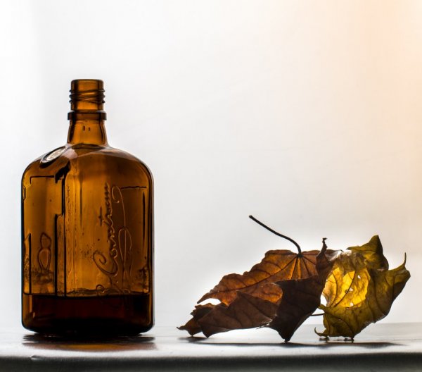 Бутылка и листья