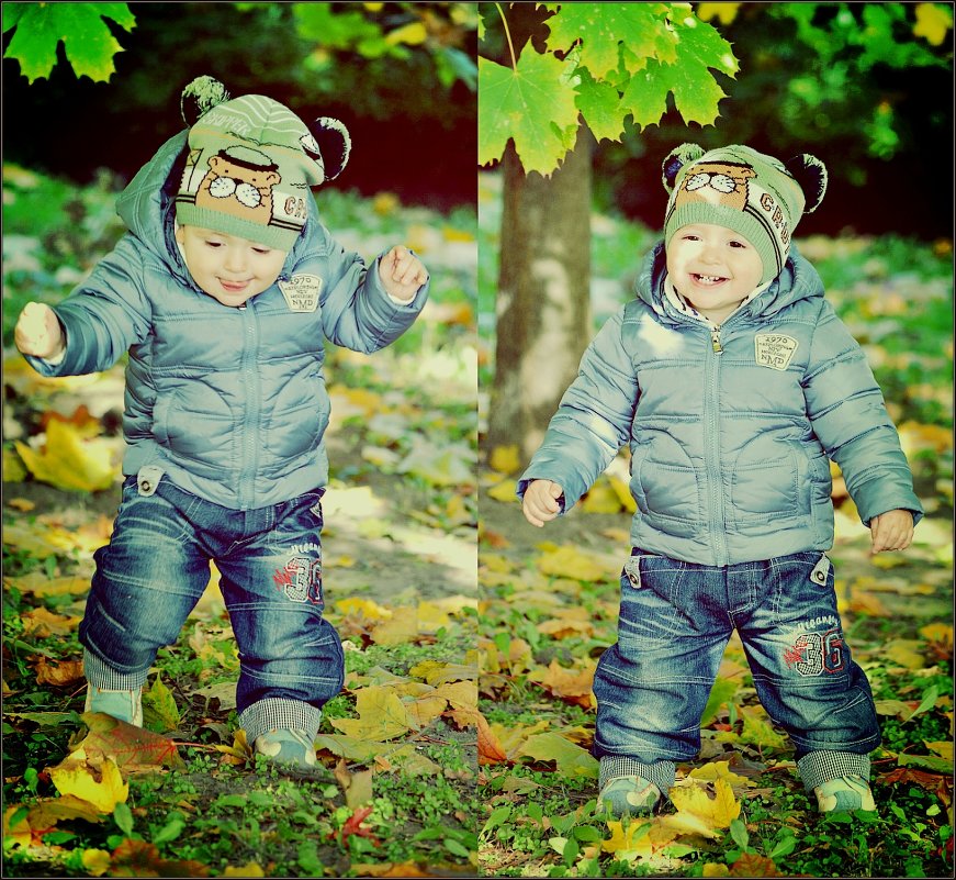 Малыш в осеннем пейзаже - Оксана Довгалюк