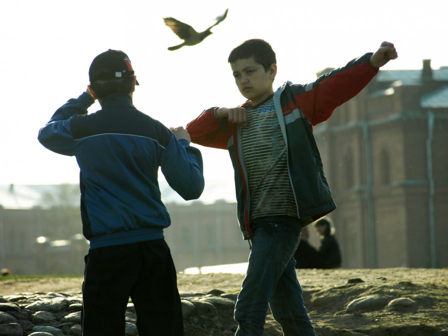 boys and pigeon - Umi Neko