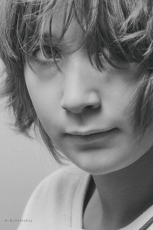 portrait, boy, studio, black and white, artistic, - krivitskiy Кривицкий