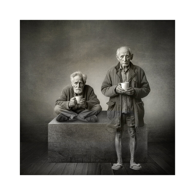 хмурое утро - старик 