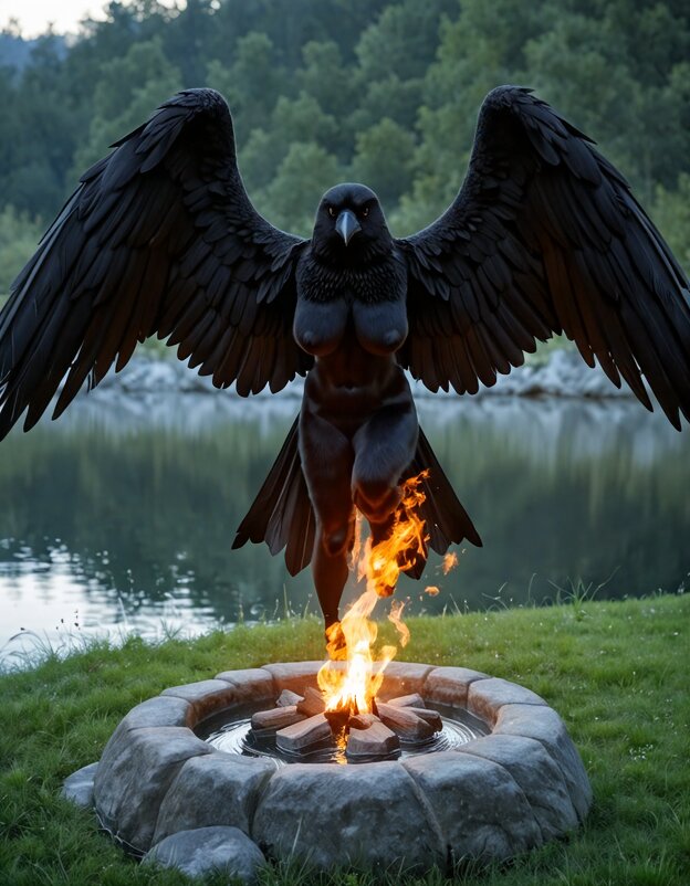 Девушка Ангел ворон 4 - Cергей Гребеневич AI Фотограф, ретушёр