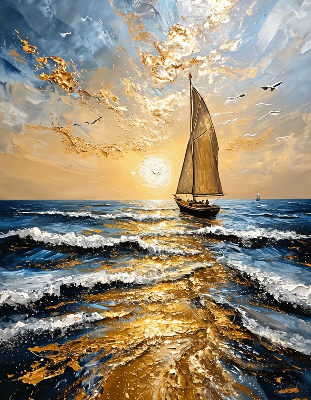"Морской поход под парусом" интерьерная картина - дмитрий мякин