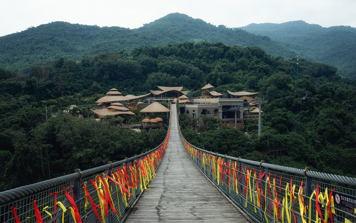 Деревянный подвесной мост соединяющий два ущелья. - Лилия .