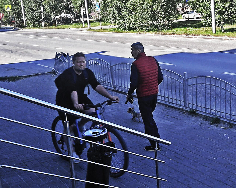 Июль..Утро. Этюд с собачкой и велосипедистом! - Владимир 