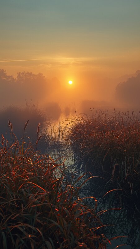 A serene marsh at sunrise - Vsevolod Boicenka