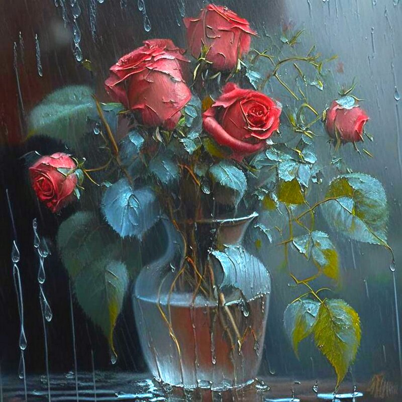 Красные розочки в вазе - Натала ***