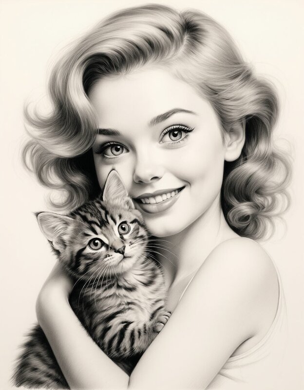 Девушка с котенком. - Ирина 