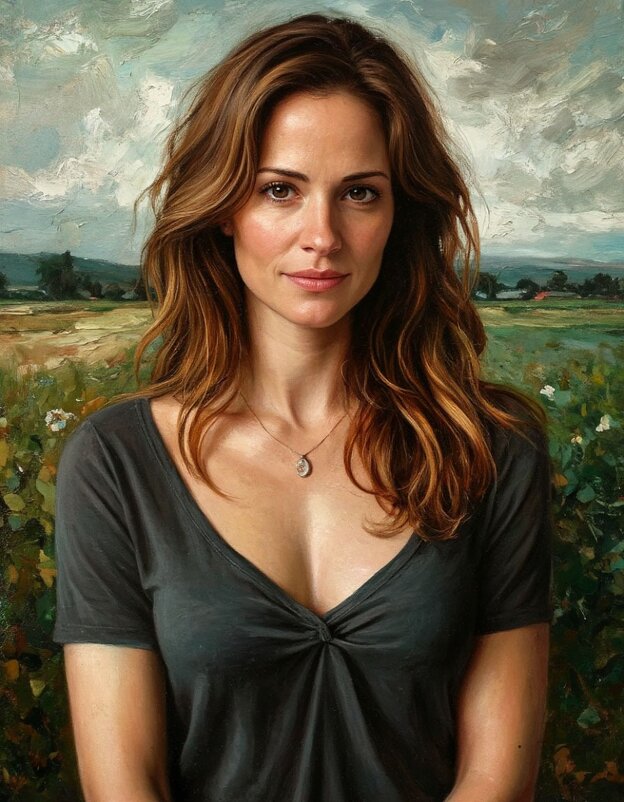 Портрет женщины на лугу - Георгий Пичугин