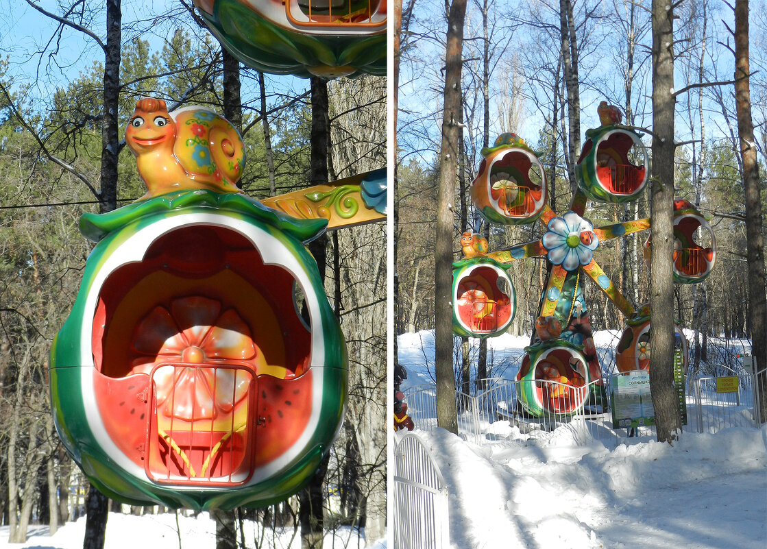 Детские аттракционы зимой - Лера 