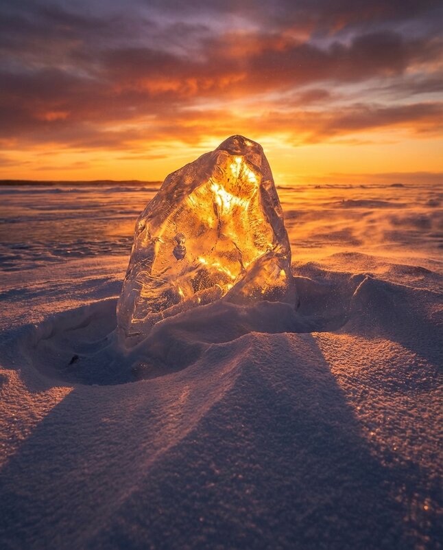 Льдинка в солнечном закатном свете - Лилия 