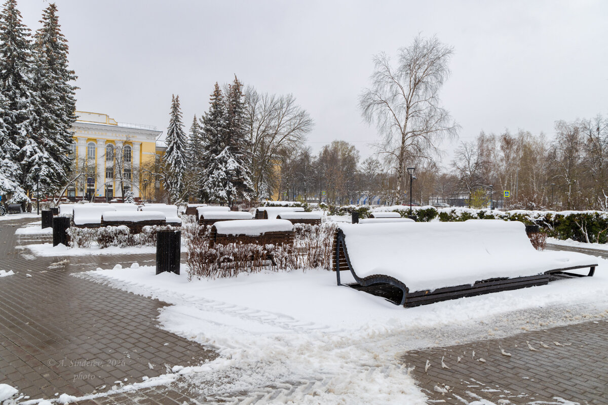 Площадь Буревестника после снегопада - Александр Синдерёв