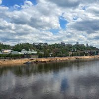 Городской пейзаж Нижнего Новгорода с рекой и облачным небом. :: Ольга Довженко Городской пейзаж Нижнего Новгорода с рекой и облачным небом. :: Ольга Довженко