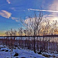 Октябрь...Закатное небо над Юганской Обью! :: Владимир 