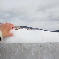 Дамба, линия горизонта, снег :: Екатерина Панова