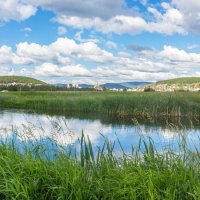Летнее утро на реке Миасс. г. Миасс, Машгородок (панорама). :: Алексей Трухин