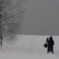 Зимний пейзаж, мужчина идет :: fogmeadowww m