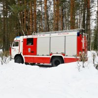 снег  пожарная машина деревья :: Владимир 