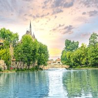 Живописный замок и озеро на закате :: ujgcvbif 